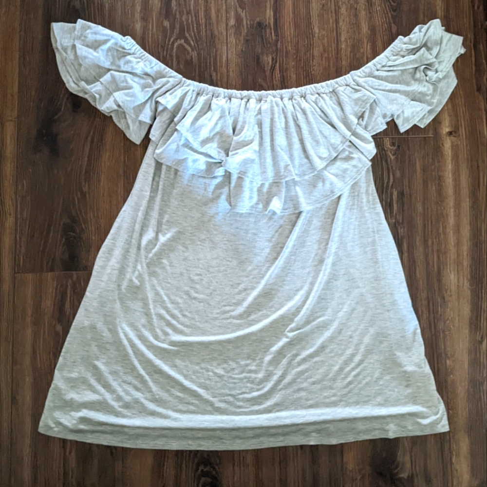 Grey off the shoulder dress with pockets